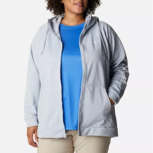 Women’s plus size Columbia PFG Tidal Fleece FZ Hoodie Blue 3X - Picture 1 of 6